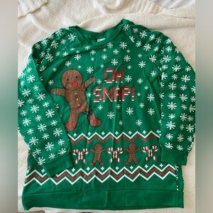 Green and Snowflake Gingerbread man sweater